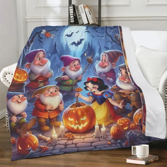 Discover Snow White Halloween Blanket Pumpkin Bat Design Disney Blanket Decor