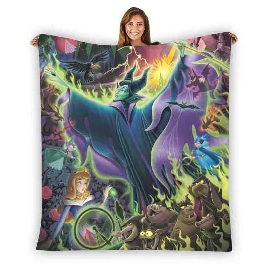 Discover Disney Maleficent Villains Soft Warm Single-Side Printing Flannel Fleece Blanket