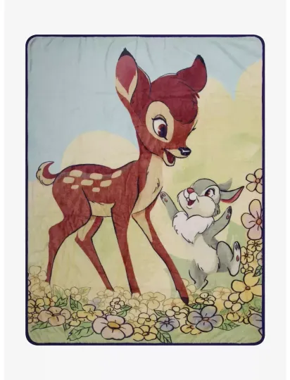 Disney Bambi Throw Blanket Bambi Thumper Floral Soft Fleece New