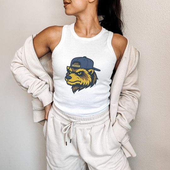 Michigan Wolverines Racerback Tank Top: Spirit Animal Mascot Design