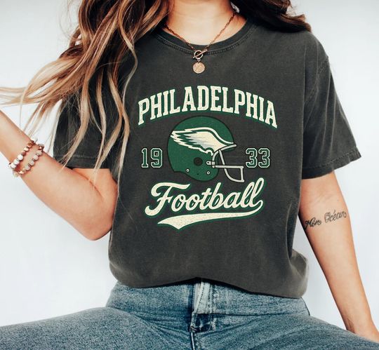 Discover Vintage Philadelphia Football Shirt, Eagles Crewneck Shirt, Trendy Fan Gift, Game Day Crewneck, Retro Eagles Apparel, Retro Football Shirt