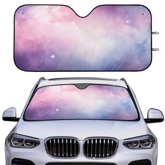 Discover Purple Pink Space Nebula Car Sunshade Gift For Her Windshield Car Accessory Window Cover For Trucks and Cars Galaxy Car Decor