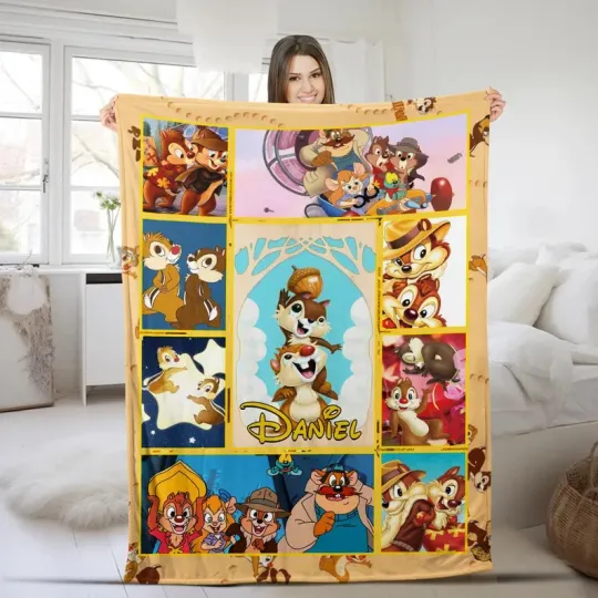 Discover Disney Chip And Dale Cute Brothers Graphics Customize Fleece Blanket