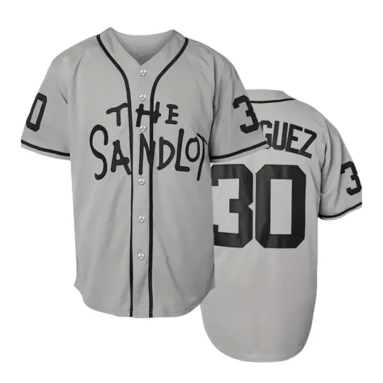 Discover Sandlot Baseball Jersey Benny The Jet Rodriguez #30 Gray Stitched
