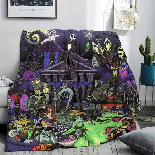 Discover Disney Nightmare Before Christmas Funny Characters Halloween Fleece Blanket