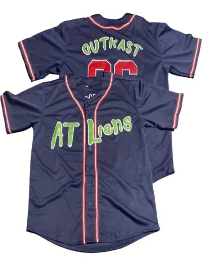 Discover OutKast ATLIENS Baseball Jersey #96 Navy Big Boi Andre 3000