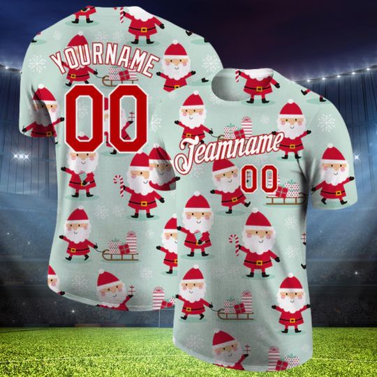 Discover Personalized Santa Claus Christmas T-Shirt with Custom Name and Number