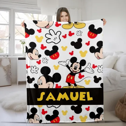 Discover Personalized Mickey Mouse Fleece Blanket, Mickey Mouse Blanket, Baby Blanket Bir