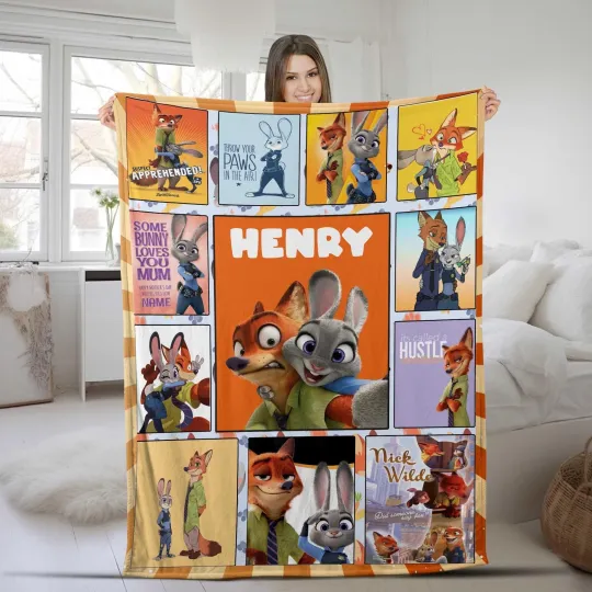 Discover Personalized Zootopia Fleece Blanket, Zootopia Cartoon Movie Fleece, Disney