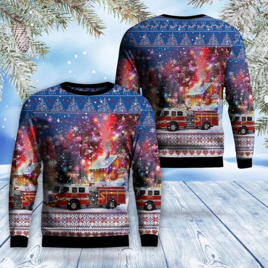 Discover Nordic Knit Fire Truck Christmas Sweater