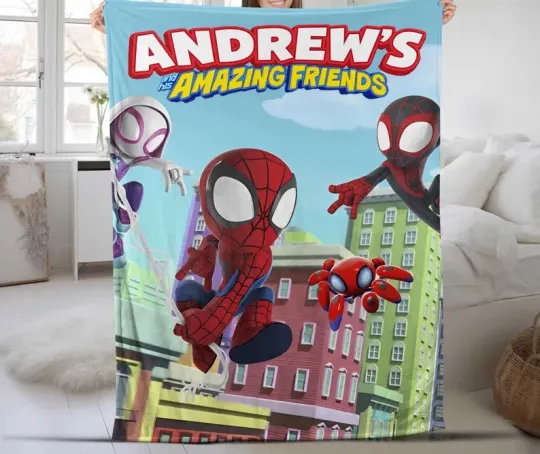 Discover Disney Spidey And His Amazing Friends Swinging Around Customize Fleece Blanket