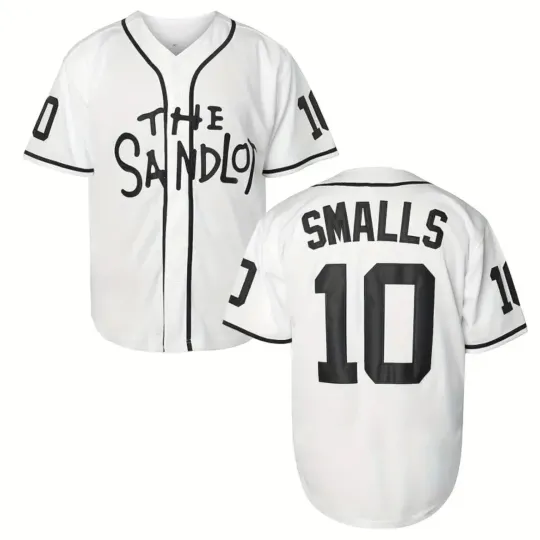 Discover Sandlot Baseball Jersey Smalls #10 Stitched White / Black Men's