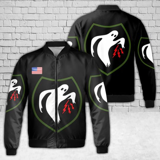 Discover Tactical Military Bomber Jacket: Ghost Shield Emblem - Patriotic Veteran Gift