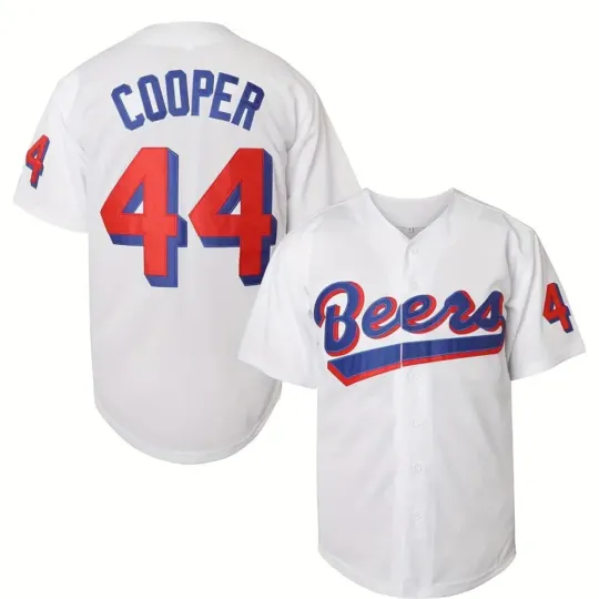 Milwaukee Beers Baseball Jersey Joe Cooper 44 Basketetball Movie White