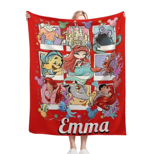 Discover Personalized Disney Princess Blanket, Custom Little Mermaid Fleece Blanket