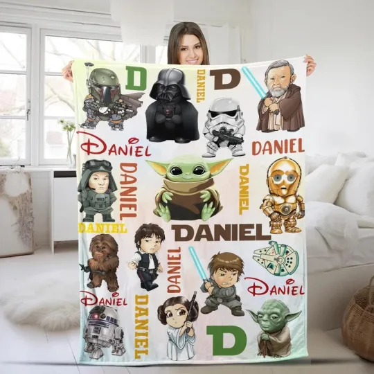 Discover Disney Star Wars Cute Chibi Darth Vader Galaxy's Edge Customize Fleece Blanket