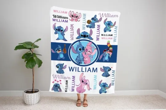 Discover Custom Stitch Blanket, Christmas stich , Disney Blanket, Custom Name Blanket