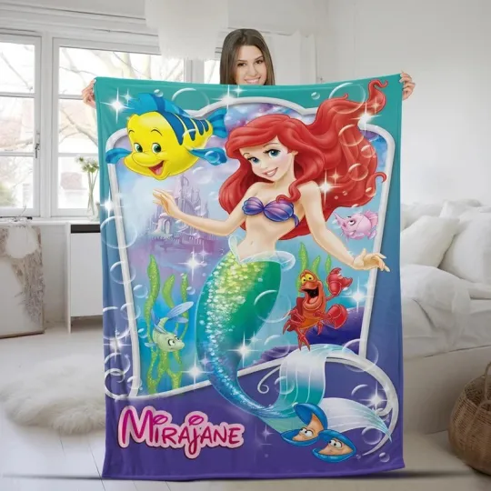 Discover Disney The Little Mermaid Princess Ariel With Sidekick Customize Fleece Blanket