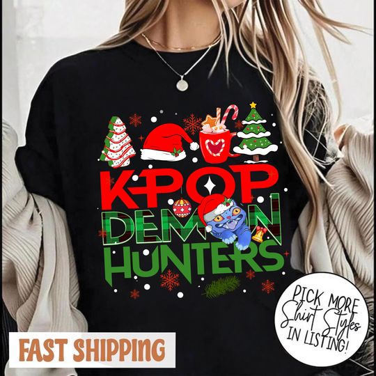K-pop Demon Hunters Christmas Shirt, Huntrix Christmas Shirt, Derpy Tiger Huntrix Shirt, Demon Hunters Shirt, Huntrix Girls T Shirt, Xmas