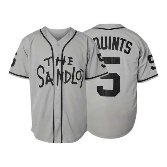 Discover Sandlot Baseball Jersey Squints #5 Gray Stitched