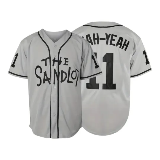 Discover Sandlot Baseball Jersey Yeah-Yeah #11 Gray Stitched Men's Size XXL 2XL
