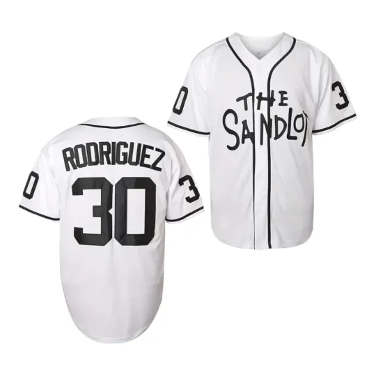 Discover Sandlot Baseball Jersey Benny The Jet Rodriguez #30 White Stitched Medium