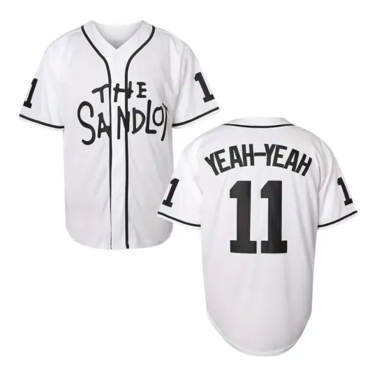 Discover Sandlot Baseball Jersey Yeah-Yeah #11 Stitched White / Black Men's Size 2XL XXL