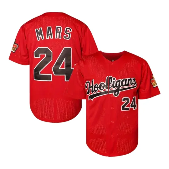 Discover Bruno Mars 24K Hooligans Baseball Jersey Magic Red Men's Size XXL 2XL