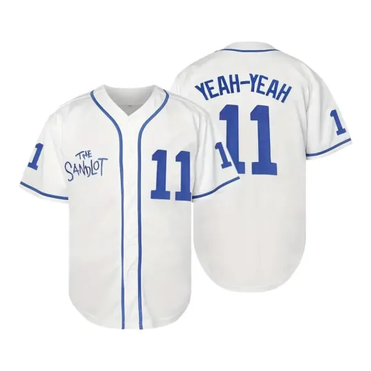 Discover Sandlot Baseball Jersey Yeah-Yeah #11 Stitched White / Blue