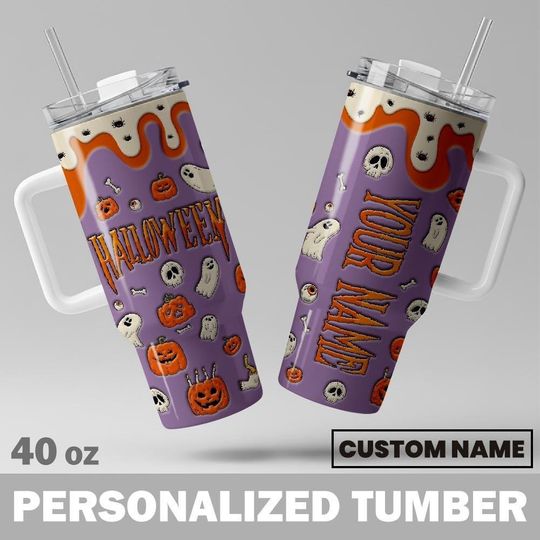 Discover Personalized Vintage Halloween Ghouls Tumbler, 40 Oz Tumbler Pumskin Halloween Gift, Custom Name Tumbler, Oct31 Halloween Cup