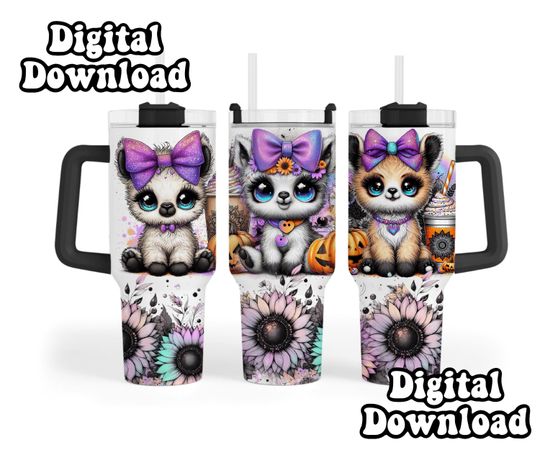 Discover 40oz Halloween wrap, Pastel Halloween Sublimation design templates, 40oz tumbler with handle