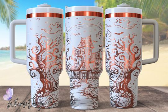 Discover Haunted House Halloween Laser Engrave 40oz Tumbler, Laser Engraving  , 40 oz Quencher Spooky Vibes Tumbler Wrap