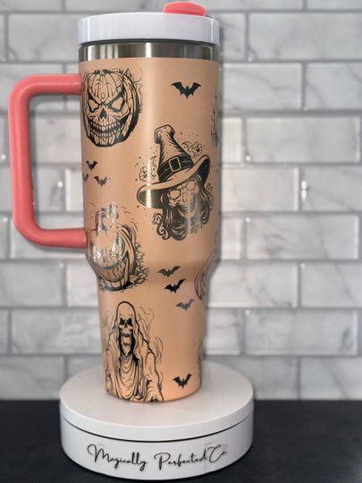Discover Engraved Halloween Tumbler: Creepy Movie Ghost Pumpkin 40oz