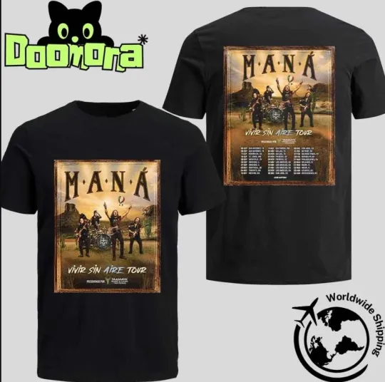 Discover Maná Band Vivir Sin Aire Tour 2025 T-shirt, size S-5XL