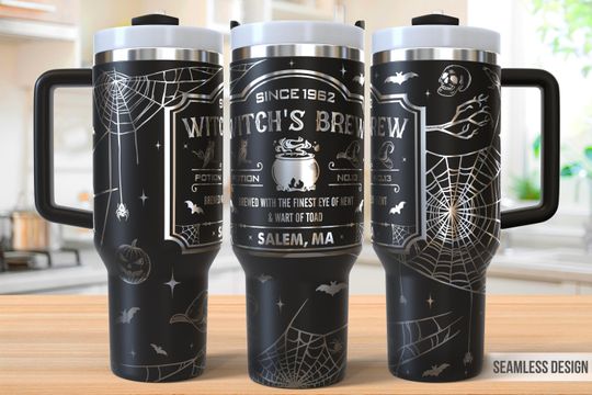 Discover Witch's Brew Coffee 40oz Tumbler Laser Engraving Wrap, Halloween Tumbler Laser  , 40oz Laser Engraved  , Laser Engraving