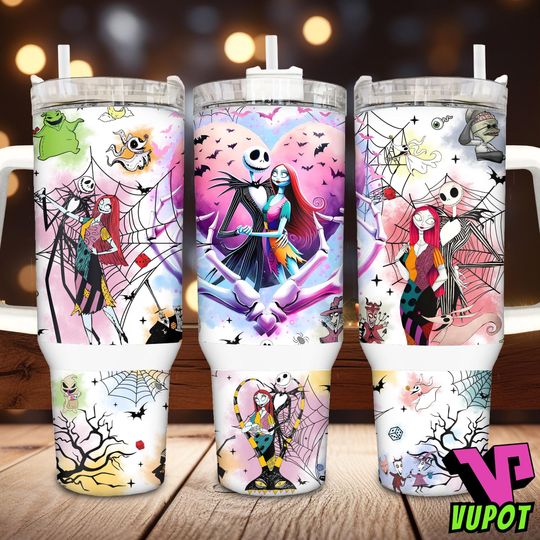 Discover Nightmare Horror Movie 40oz Tumbler Wrap  , Halloween 40 oz Tumbler With Handle Template  , Scary Couple Tumbler Sublimation Design