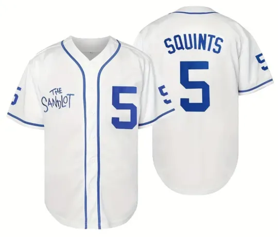 Discover Sandlot Baseball Jersey Squints #5 White Stitched