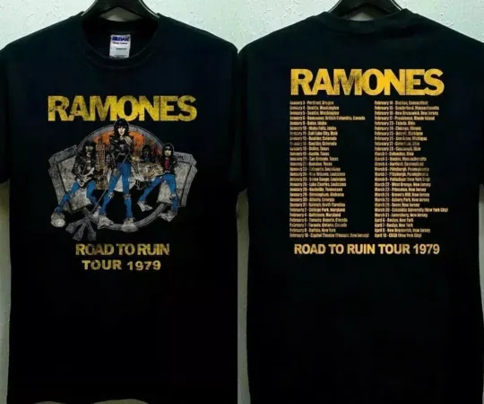 Discover Vintage 1979 Ramones Road To Ruin Tour 1979 T-shirt, size S-5XL