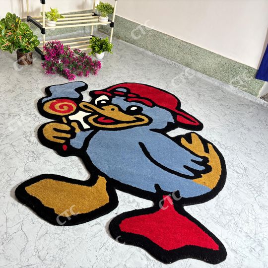 Discover Tufted New Zealand Wool Kids Rug: Cartoon Bird Design