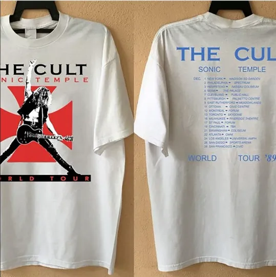 Discover Vintage 1989 The Cult Sonic Temple World Tour T-shirt, size S-5XL