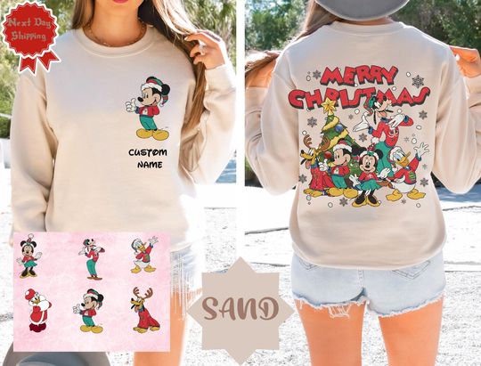 2-Sided Mickey And Friends Christmas Shirt, Disney Family Xmas Matching Tshirt, Mickey Very Merry Xmas Sweatshirt, The Magic Kingdom