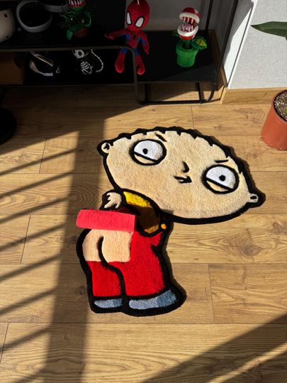 Discover Handmade Stewie Griffin Rug: Family Guy Tufted Wool Carpet
