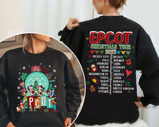 2 Sides Christmas Disney Epcot Sweatshirt, Disney Epcot Christmas Shirt, Disney Epcot Shirt, Disney Epcot 2025, Disney Christmas 2025 Shirt