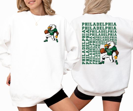 Discover Philadelphia Retro Football Sweatshirt and Shirt, Retro 1960 Game Day T-Shirt, Philly Fan Spirit Top, Double Sided Front Back Philly Sweater