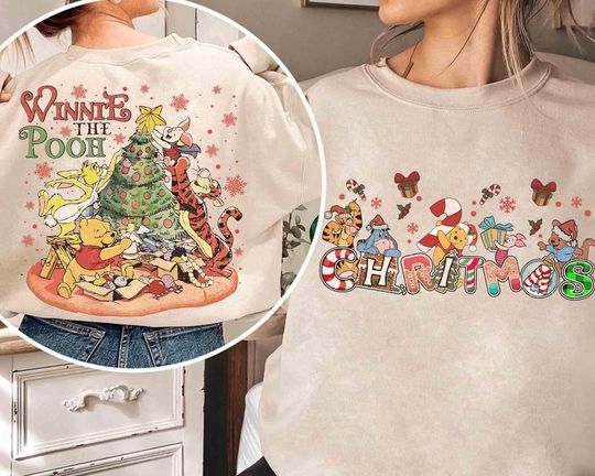 Discover 2-sided Winnie The Pooh And Friends Christmas Sweatshirt, Disney Mickey's Very Merry Christmas Party Tee, Disneyland Vacation Family Gifts
