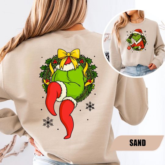 Discover Funny funny character 2-Sided Christmas Sweatshirt, Santa funny character Front-Back Sweatshirt, Grin Shirt, Womens funny character Gift, Xmas Grin Hoodie