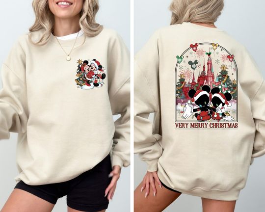 Discover Two-Sided Mickey Minnie Christmas Sweatshirt, Mickey's Very Merry Christmas Party Sweatshirt, Disney Couple Christmas Sweatshirt