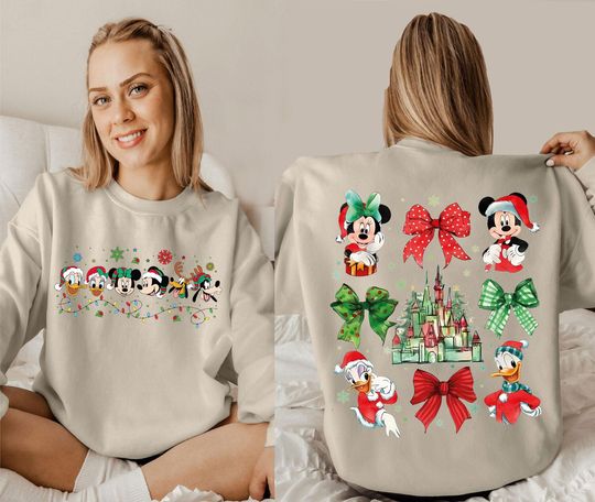 2-Sided Mickey's Very Merry Christmas Party 2025 Sweatshirt,Disney Santa Mickey And Friends,Christmas Lights Shirt,Disneyland