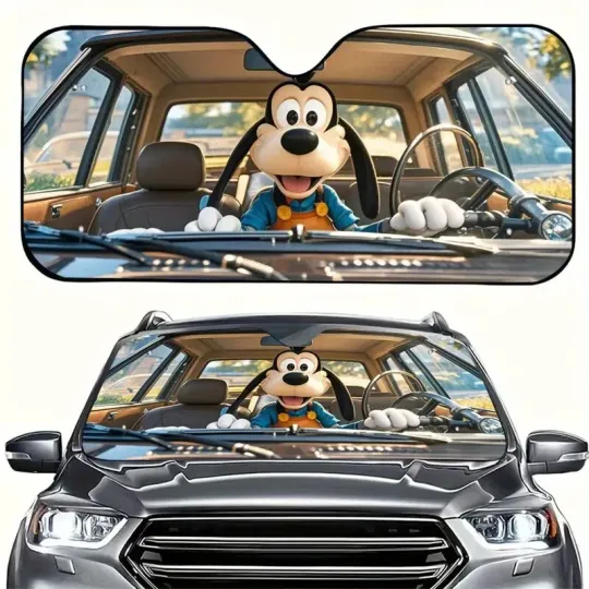 Discover Disney Goofy Foldable Car Sunshade - Front Window Heat Protection, Goofy Car