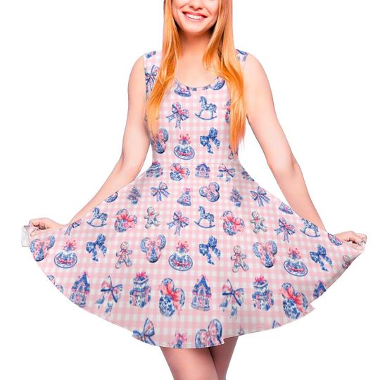 Discover Grandmillennial Toile Christmas Minnie Women's Skater Dress